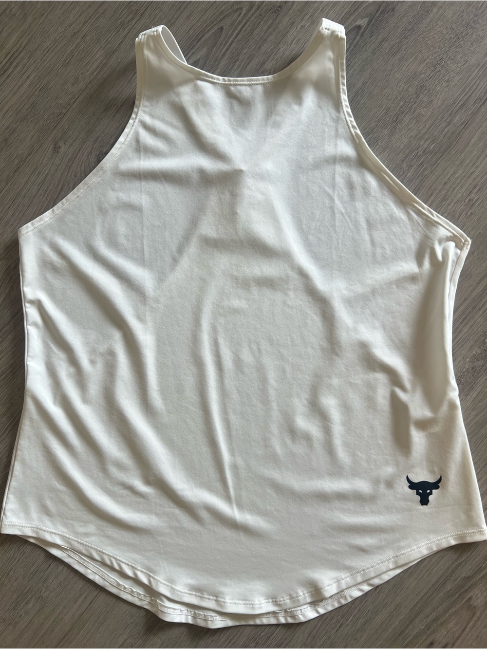 Under Armour Cream High-Neck Performance Tank with Dark Logo
